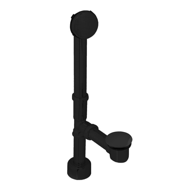 Westbrass Finished European Tip Toe Bath Waste - Hidden Overflow -14" Make-Up, 17 Ga. In Powdercoated Flat Blk D3251HK-62 - main
